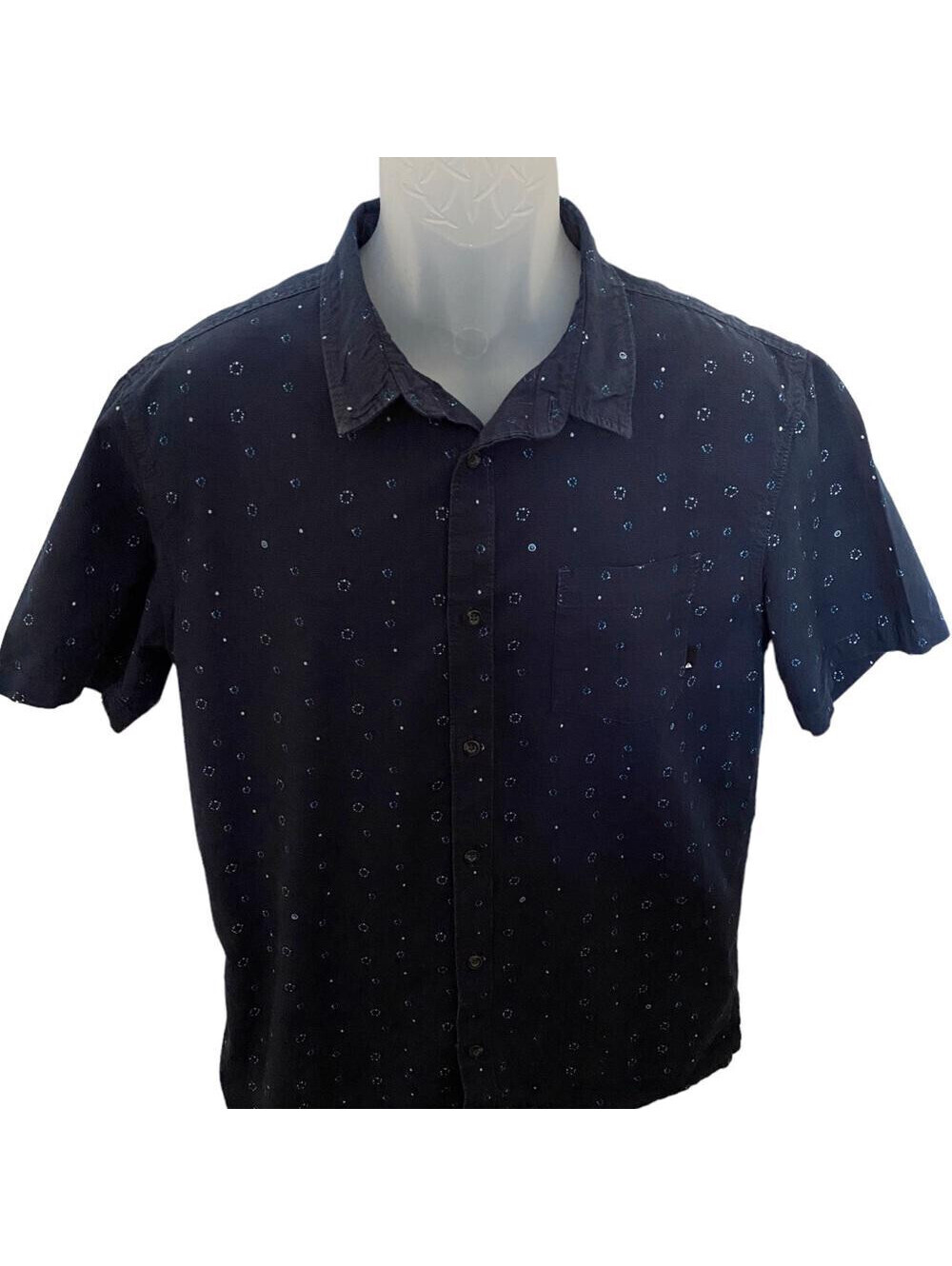 QUIKSILVER Navy Blue Button Down Collared Shirt Men M Medium Regular Fit
